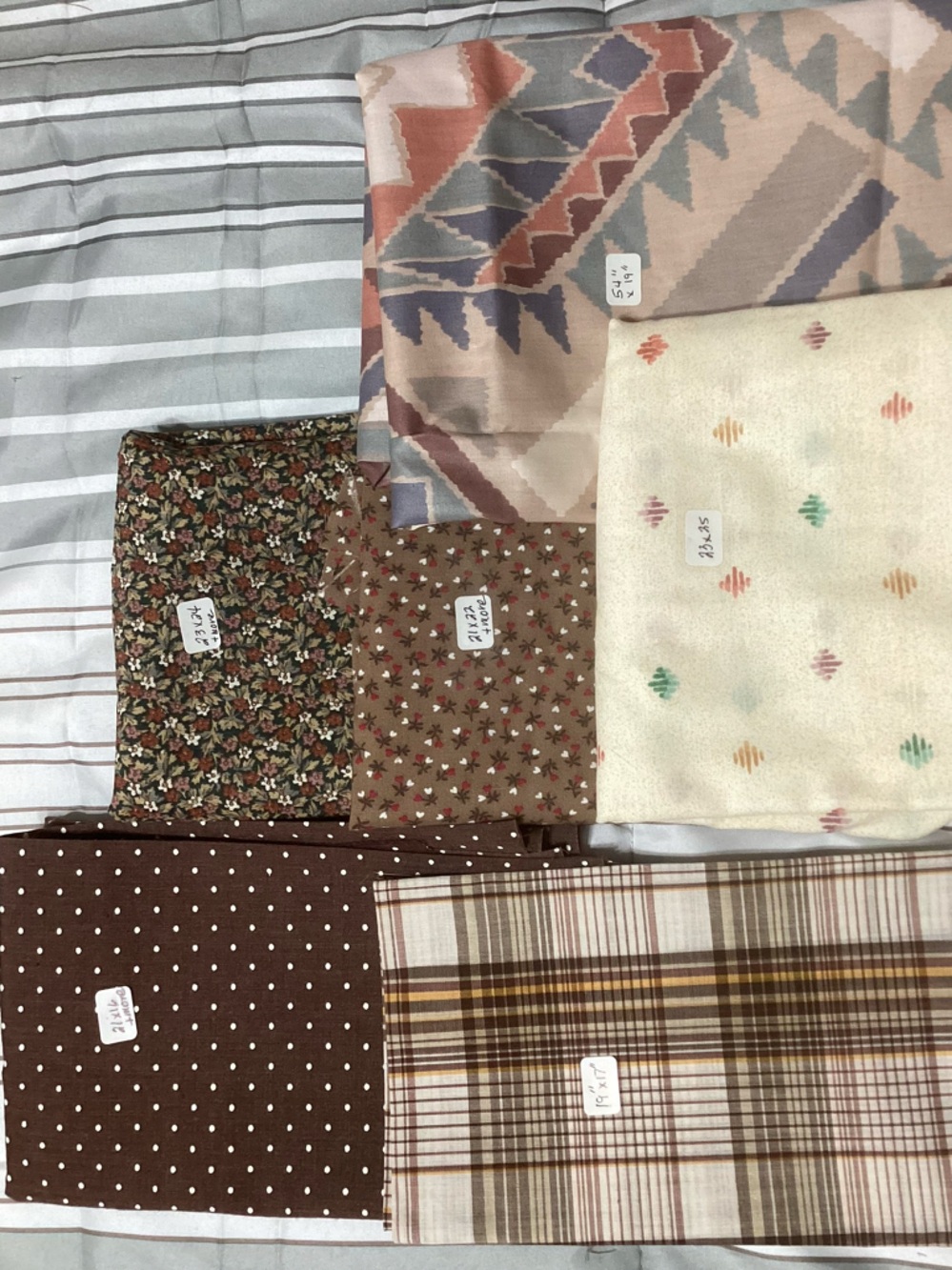 Bundle of Assorted Neutral Fabric Squares - Earth Tones & Patterns